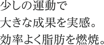 少しの運動で大きな成果を実感。効率よく脂肪を燃焼。